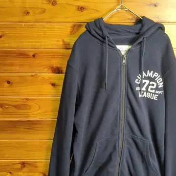 후드티 맨투맨 집업 상의 후드 네이비 자수 M 구제 의류