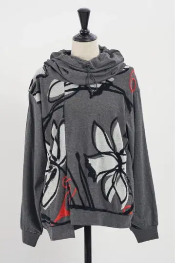 gomme 밴딩 수선화 JQ 하이넥 T 티셔츠