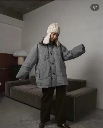 lawgy 토터 쉘 스티치 퀼팅 코트