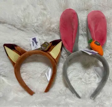 상하이 디즈니 주토피아 머리띠 닉 주디 택 포함 새상품