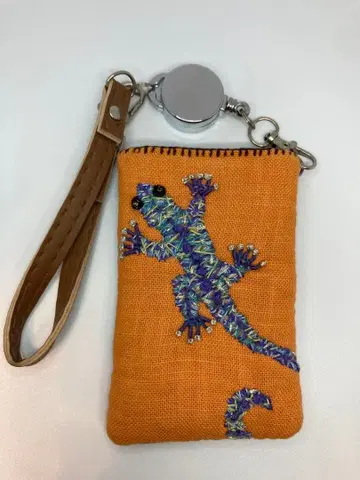 작가물 하나뿐인! 손자수 [ 파충류 도마뱀 ] 릴 포함 패스 케이스