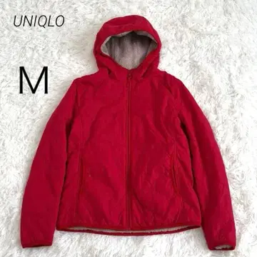 유니클로 퀼팅 보아 후드티 자켓 아웃도어 충전솜 레드 M
