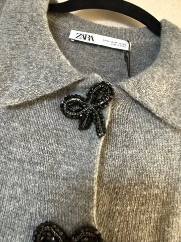 ZARA 리본 가디건 M