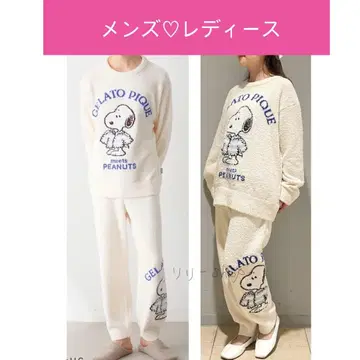 택 포함 새상품 스누피 자카드 풀오버 & 롱 팬츠 커플 세트