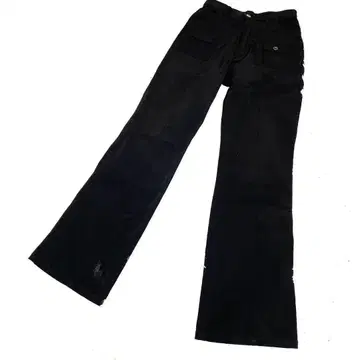 블랙 부츠컷 데님 팬츠 프리 사이즈 허리 가는 광택 있는 원단