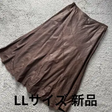 DAMA collection 스티치 가죽 스커트 브라운 LL 새상품