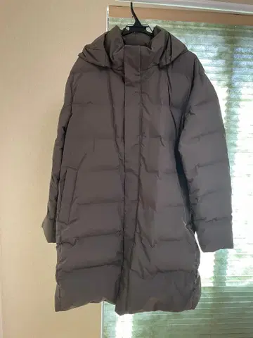남성용 UNIQLO 심리스 다운 코트 XXL 올리브