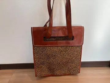 브라운 베이지 도트 토트백