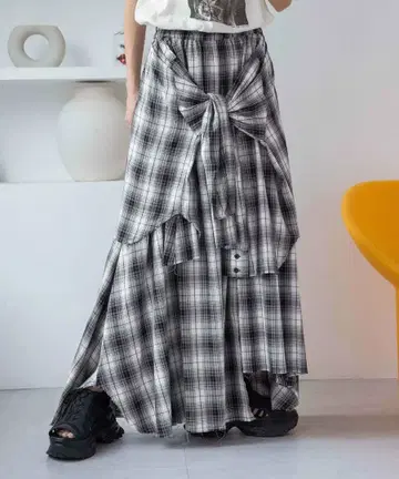 JEANASIS 셔츠 라이크 아지메 체크 롱 스커트