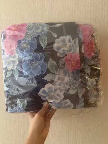 세퍼레이트 유카타 핑크 리본 오비 세트 꽃무늬