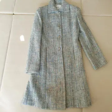 KLEIN D'OEIL 블루 계열 트위드 롱 코트 40