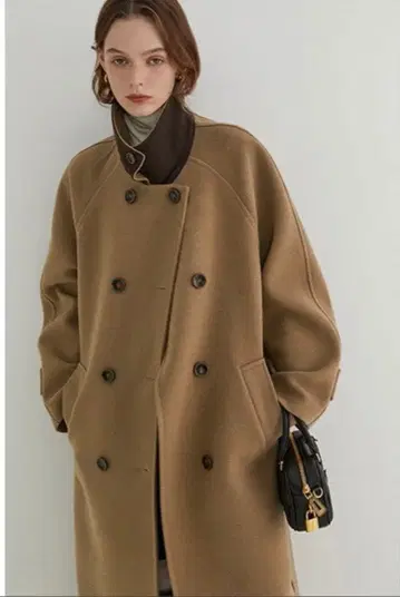 [ 완판템/미사용 ] Fano Studios 카멜 스탠드 카라 롱 코트