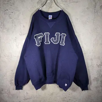 레어 XXL USA제 러셀 맨투맨 칼리지 로고 와이드 소매 네이비