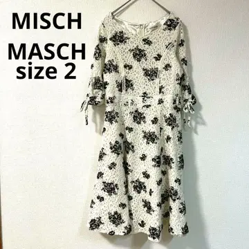 미슈마슈 원피스 사이즈 2 화이트 블랙 꽃무늬 레이스 고급