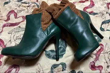 미사용 DIANA 부츠 28,140엔 그린 x 브라운 스웨이드 24.5