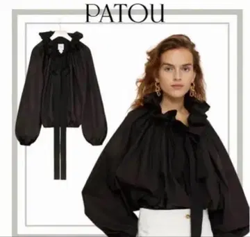 PATOU 퍼프 롱 슬리브 블라우스 블랙 36