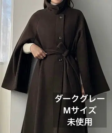 Louere 2way 슬릿 슬리브 하이넥 플레어 코트 다크 그레이