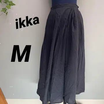 [ikka] 이카 가우초 팬츠 M 네이비 빅 허리밴딩 캐주얼