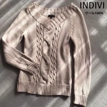 INDIVI 베이지 케이블 짜임 니트 38