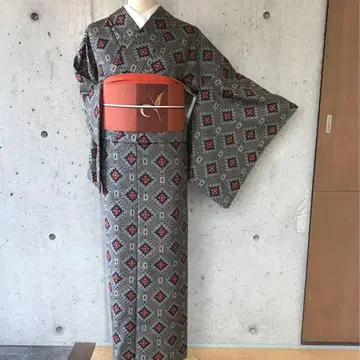 순수 실크  기모노 카스리 이중 기모노