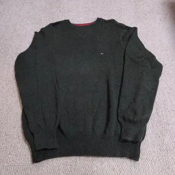 TOMMY HILFIGER 다크 그린 스웨터 S/P 코튼