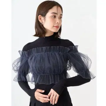 SNIDEL 스나이델 튤 도킹 니트 풀오버