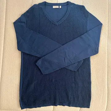 Calvin Klein 리브 니트 스웨터 L 사이즈 다크 블루