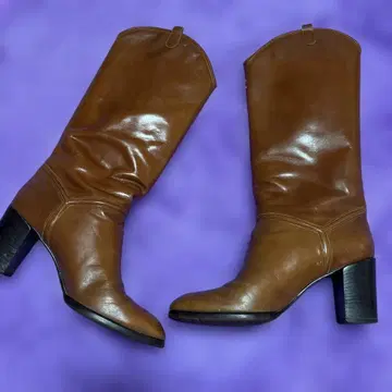 롱 부츠 가죽 캐러멜 브라운 계열 36 23cm