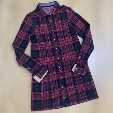 타미힐피거 체크 무늬 셔츠 원피스 S