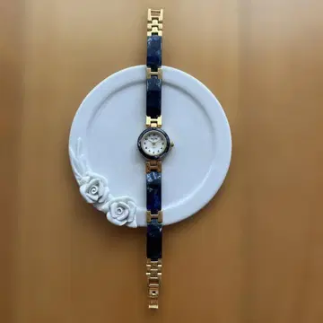 앤티크 여성용 엘레강트 골드와 파란색 손목시계 정크