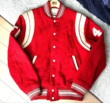 빈티지 바시티 자켓 HOUSTON 레드 L 사이즈 아우터