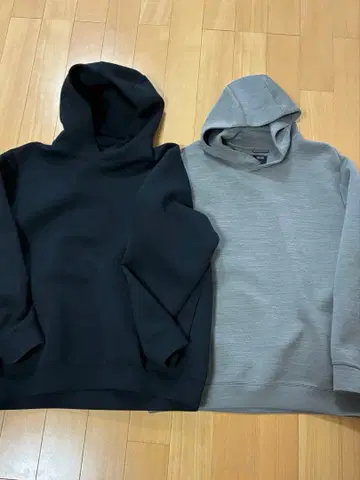 울트라 스트레치 드라이 맨투맨 풀 후드티 블랙, 그레이 세트 XXL