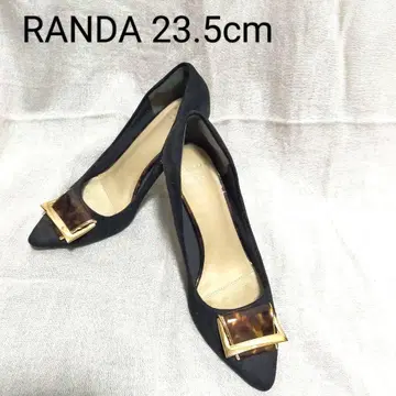 RANDA 란다 스틸레토 펌프스 23.5cm 금장 장식 블랙 Black