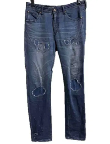 넘버나인 x 1PIU1UGUALERELAX 맨투맨 페인트 가공 데님 복각