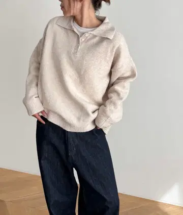 캐널진 El mar 울 혼방 소프트 폴로 니트