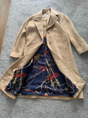 HERNO ITARY 울 캐시미어 실크 롱 코트 안감 패턴 헬레노 빈티지