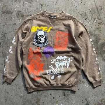 올드 스케이트 멀티 프린트 부트 맨투맨 파우엘 실측 XL