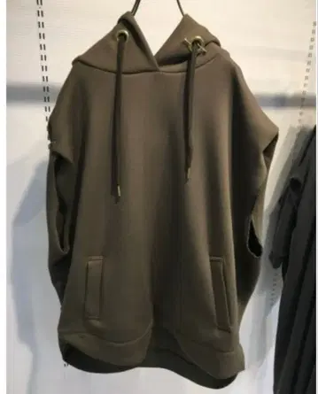 Ridley 리즈레이 빅 후드티 슬리브리스 베스트 카키 볼륨