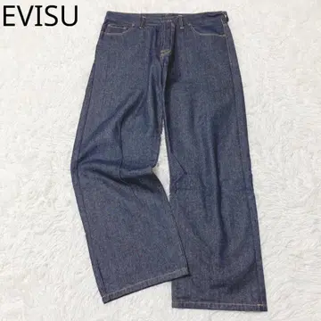 에비수 스트레이트 데님 와이드 캐주얼 인디고 사이즈 38 XL
