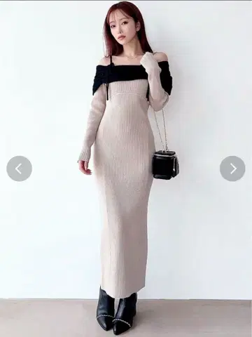 리젝시 resexxy [골격 스트레이트 추천] 바이컬러 니트 원피스