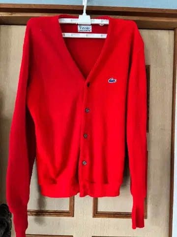 레어! USA제 LACOSTE 가디건 빨간색 파랑 악어 IZOD