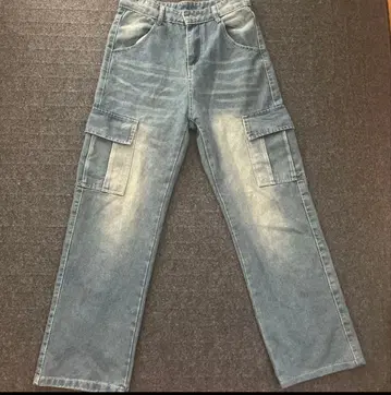 노브랜드 구제 의류 배기 데님 워시 와이드 레그 스트레이트 데님 팬츠