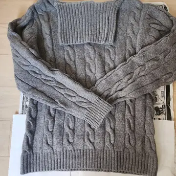 gim 헬스장 케이블 니트 스웨터 L 사이즈 그레이