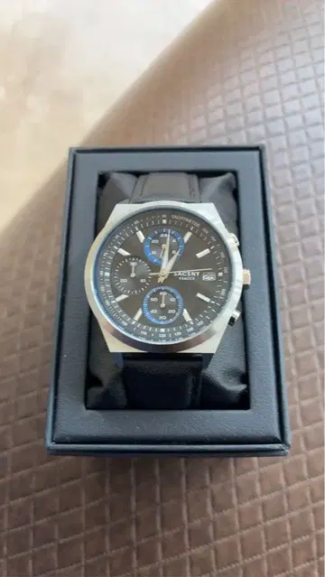 쿼츠 손목시계 크로노그래프 블랙 실버