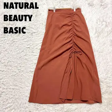 내추럴 뷰티 베이직 개더 새틴 머메이드 스커트