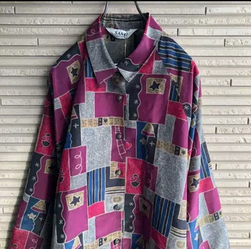 올 패턴 셔츠 돌먼 슬리브 데드스탁 독특함