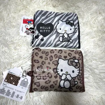 헬로키티 레오파드 무늬 제브라 접이식 에코백 시마무라 아베일 2개 세트