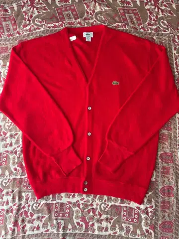 80s USA 라코스테 레드 가디건 XL 사이즈 미국 빨간색