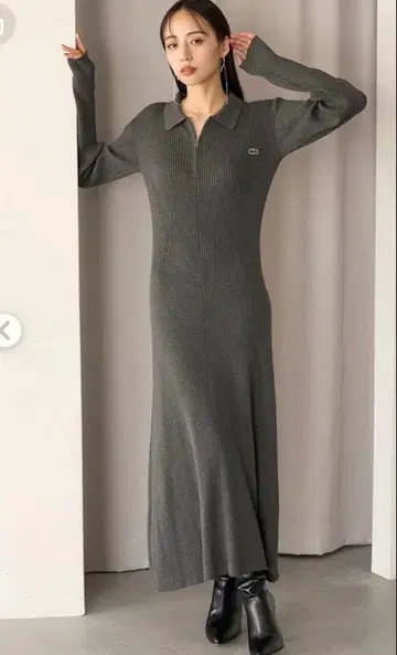 스나이델 라코스테 콜라보 폴로 니트 원피스 그레이