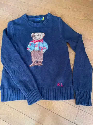 RL 곰 자수 네이비 니트 스웨터 M